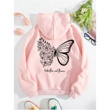 Divin Kadın Kelebek Baskılı Sweatshırt 3iplik Kaliteli Kumaş Oversize Kesim