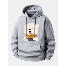 Divin Unısıx Kapşonlu Baskılı Sweat Kaliteli 3 Iplik Kumaş Modern Oversize Kesim