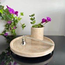 LİSPERA Bej Mermer Sunumluk ,bej Mermer Gümüştop Ayaklı Sunumluk