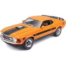 Mavi Su Dünyası 1970 Ford Mustang Mach 1 1:18 Ölçekli Klasik Araba Turuncu Renkli 30 cm