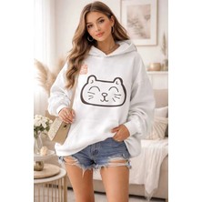 Divin Kadın Baskılı Sweatshırt Kaliteli Kumaş Oversize Kesim