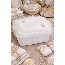 Dilex DİLEX Çeyizlik Hurç Ekru İğne Oyalı Aplikli Hurç 25x34x18 cm – Gelin Bohçası Damat Bohçası Çeyiz Saklama Hurcu