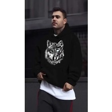 Divin Erkek Street Style Kurt Desenli Kapüşonlu Sweatshirt