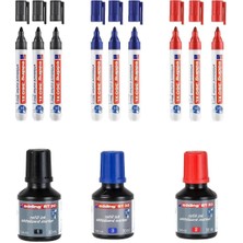 Brons 360 Xl Doldurulabilir Beyaz Tahta Kalemi 3 Mavi 3 Kırmızı 3 SIYAH+BT30 Tahta Kalemi Mürekkebi