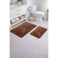 Saymine Kuzu Post Peluş Süet Taban Banyo Paspas Takımı - Yumuşak Ipeksi Dokulu