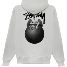 Divin Unisex Siyah Oversize Kapüşonlu Sweatshirt – 8 Ball Baskılı