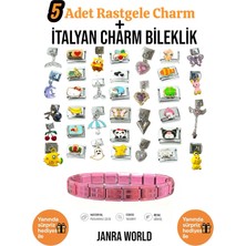 Janra World 5 Adet Rastgele Charm + Italyan Charm Bileklik Seti | Sürpriz Hediye Ile Birlikte