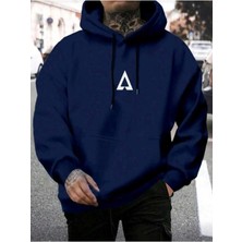 Divin Minimal Logolu Lacivert Erkek Kapüşonlu Sweatshirt