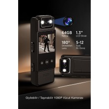 Kensa Mini Vücut Kamerası – 1080P Hd Video, Fotoğraf, Ses Kaydı, Hareket Sensörü ve 180° Döner Lens - Wıfı