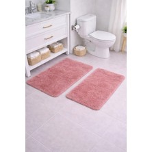 Saymine Kuzu Post Peluş Süet Taban 2’li Banyo Paspas Takımı - Yumuşak Ipeksi Dokulu