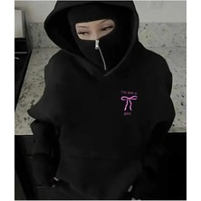 Divin Siyah Kar Maskeli Kapüşonlu Sweatshirt