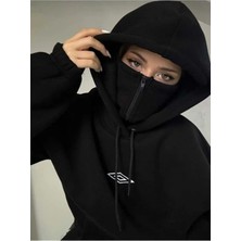 Divin Siyah Kar Maskeli Kapüşonlu Sweatshirt