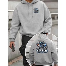 Divin Kapşonlu Baskılı Sweat Kaliteli 3 Iplik Kumaş Modern Oversize Kesim