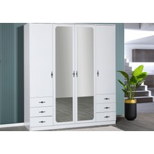 Siesta 4 Kapılı Gardrop - Beyaz
