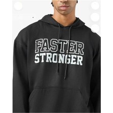 Divin Yazılı Grafik Baskılı 2iplikli Siyah Kapüşonlu Oversize Sweatshirt