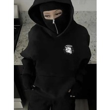 Divin Siyah Kar Maskeli Kapüşonlu Sweatshirt