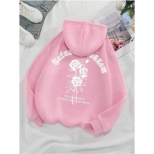 Divin Kadın Gül Baskılı Sweatshırt 3iplik Kaliteli Kumaş Oversize Kesim
