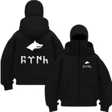 Divin Unisex Kar Maskeli Ninja Sweatshırt Hırka 3 Iplik Kalın Oversize