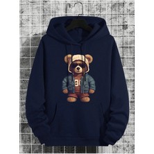 Divin -Erkek Ayı Baskılı Sweatshırt 3iplik Kaliteli Kumaş Oversize Kesim
