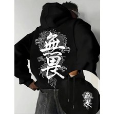Divin Erkek Kapşonlu Baskılı Sweat Kaliteli 3 Iplik Kumaş Modern Oversize Kesim