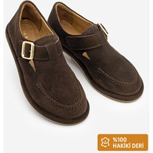 Marco Bellini 010 Kadın Süet Hakiki Deri Loafer Bantlı Maskülen Günlük Ayakkabı Kahve