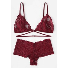 Tudik Collection Kadın Bordo Özel Şık Sütyen Külot Takımı