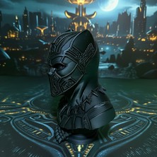 Riva Self Marvel Black Panther (Kara Panter) 3D Büst Figür - Siyah Mat Özel Tasarım Biblo