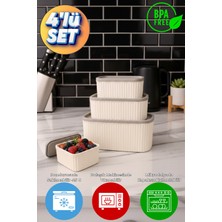 ALMITAL Seiri 4’lü Erzak Saklama Kabı Seti-Krem Gövde Gri KAPAK-3000ML-1800ML-1000ML-550ML