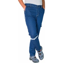 Kot Iş Pantolonu-Likralı-Çekme Yapmaz- Reflektörlü Komando Kumpas Cepli Mavi Renk