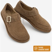 Marco Bellini 010 Kadın Süet Hakiki Deri Loafer Bantlı Maskülen Günlük Ayakkabı Vizon