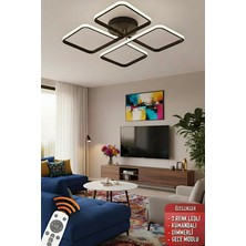 Ece Aydınlatma Finesse Siyah Kasa,03 Renk LED Işıklı,kumandalı,salon,oturma Odası,yatak Için LED Avize