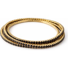 Stainless Stell Siyah Su Yolu Boncuklu Bileklik