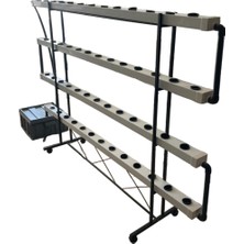 Topraksız Market Hydrorack 52 Topraksız Tarım Seti 4 Katlı Nft Dikey Üretim Sistemi 52 Bitkili Full Paket