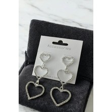 Vera House Kalpli Taşlı Sallantılı Abiye Küpe - Kalpli Su Yolu Küpe