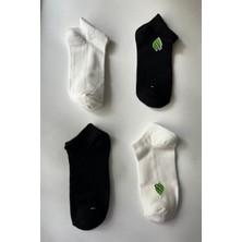 Admera Premium Admera 4’lü Kadın Bambu Soket Çorap Dikişsiz Burun, Terletmez & Koku Yapmaz Siyah Beyaz Set