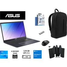Asus vivobook Go Intel Celeron N4500 4gb 128GB SSD Windows 11 Home 15.6'' Fhd E510KA-EJ1253W Duddi Çanta+Mouse+Mousepad+Usbbellek+Temzilikkit