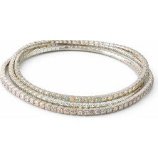 Stainless Stell 2mm Beyaz Taş Detaylı Boncuklu Su Yolu Kadın Bileklik