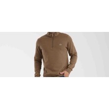 Lacoste Fermuar Yaka Kahverengi Regular Fit Sweatshirt