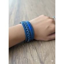 Reggente Kadın 4'lü Lacivert Hakiki Deri Bileklik