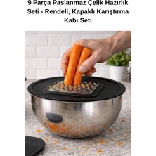 Balis Pijama Profesyonel 9 Parça Paslanmaz Çelik Rendeli, Kapaklı Karıştırma Kabı Mutfak Seti 16-20-24CM