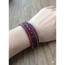 Reggente Kadın 4'lü Bordo Hakiki Deri Bileklik