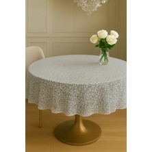 Yuvarlak Pvc Dantelli Sehpa Örtüsü Çeyizlik Dekoratif Kaliteli Lüx Dekoratif Masa Örtüsü