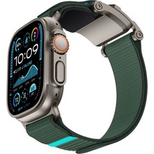 Watch 10 46MM Uyumlu Mohseven Iwatch Mecha Sport Hasır Kordon Titanyum-Yeşil