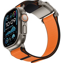 Watch 10 46MM Uyumlu Mohseven Iwatch Mecha Sport Hasır Kordon Titanyum-Turuncu