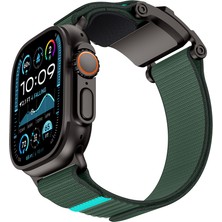 Watch 10 46MM Uyumlu Mohseven Iwatch Mecha Sport Hasır Kordon Siyah-Yeşil