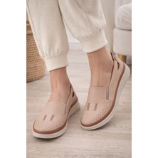 Liarca Kadın Ortopedik Delikli Comfort Günlük Ayakkabı Krem