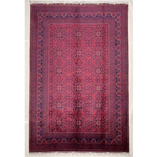 El Dokuma Afgan Halı Bilicik Desenlı 6 Metre 100%YÜN Kök Boya Elsanat Eserı