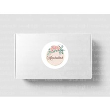 Casalinghi Çiçek Desenli Mashallah Etiketi Yuvarlak Mat Sticker Bebek Partisi Kutlama Mevlit 4 cm (90 Adet)