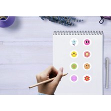 Casalinghi Renkli Karışık Gülen Yüzler Etiketleri Sevimli Suratlar Yuvarlak Mat Sticker 3 cm (95 Adet)