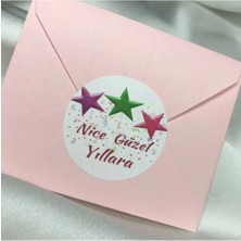 Bisaccia Nice Güzel Yıllara Etiketi Bırthday Stıcker Yuvarlak Mat Stıcker Doğum Günü Serisi 4 cm (40 Adet)